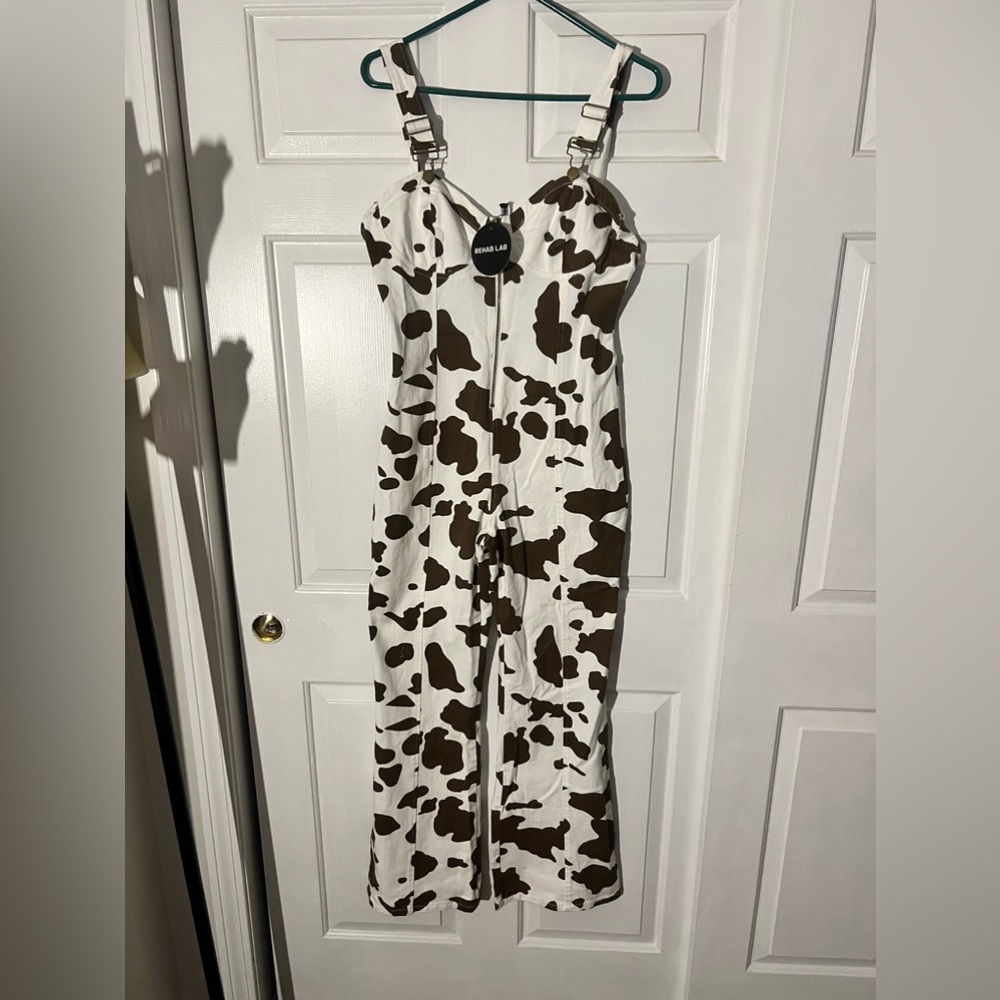 Rehab lab cowprint overalls